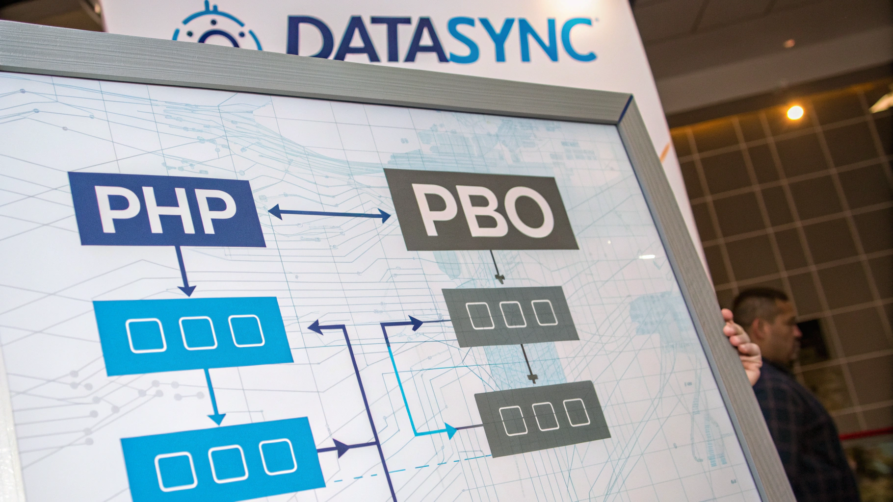 Technical architecture diagram showing event-driven data synchronization bus and saga coordinator topologies